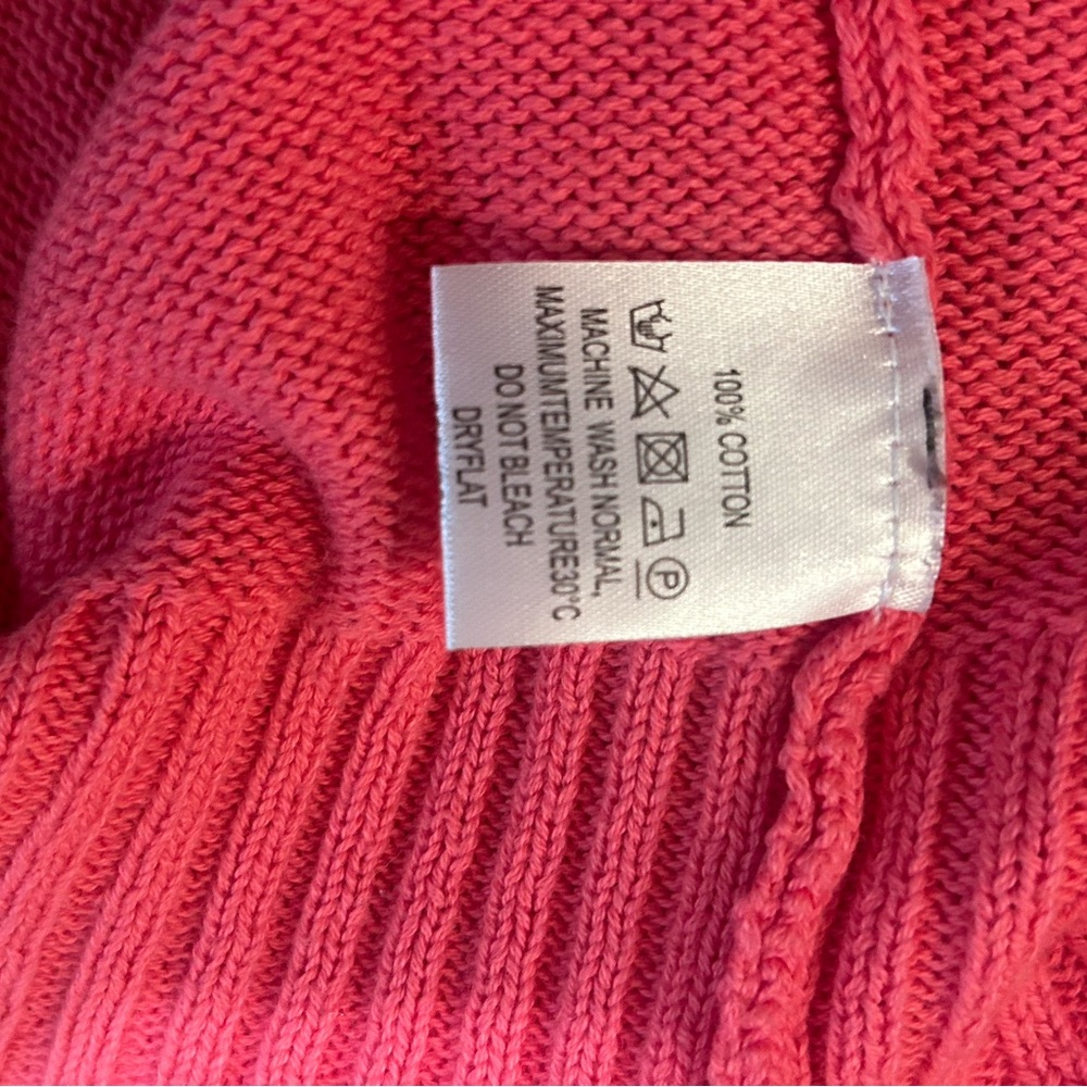 OXKNIT Pink Sweater with Black Bulldog & Green Glasses 100% Cotton Size L - Picture 5 of 6